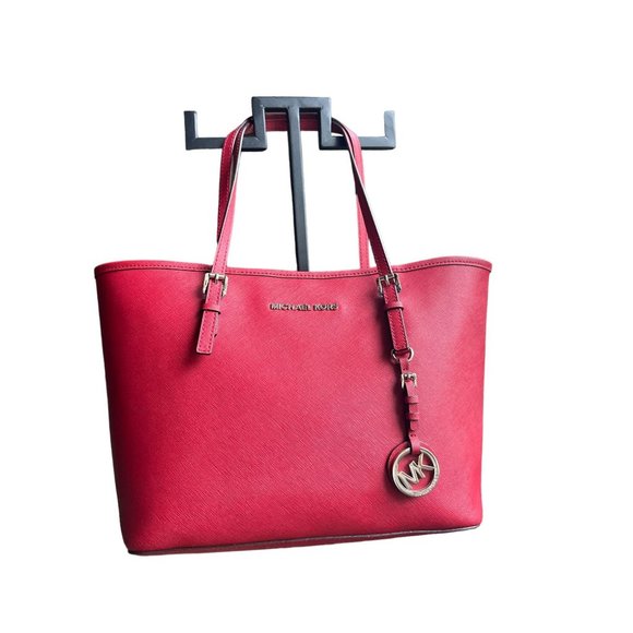 Michael Kors Bright Red Leather Tote Bag - Picture 1 of 4